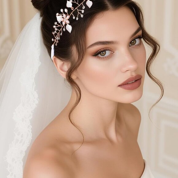 Flower Girl Headpiece Lace & Crystal Toddler Crown for Weddings and Parties main image 4